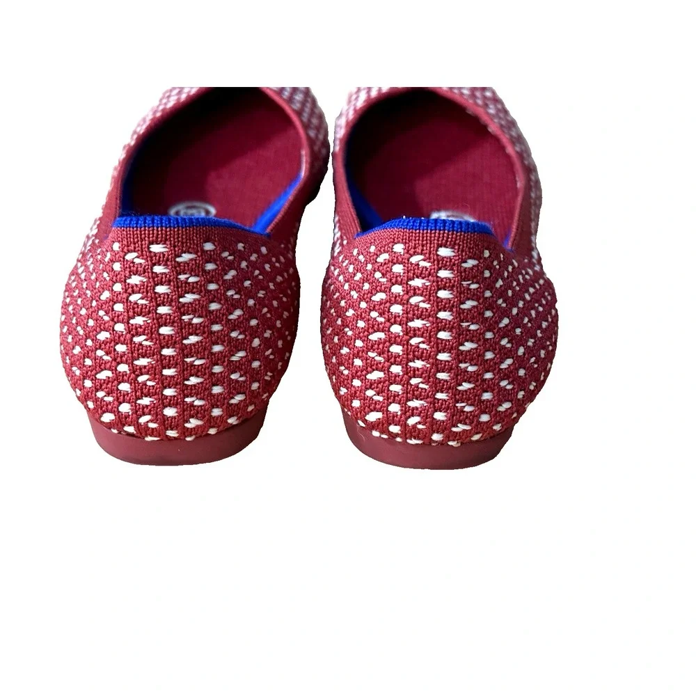 Rothy's Womens Sz 5.5 The Point Red Apple Honeycomb Knit Ballet Flats Shoes‎